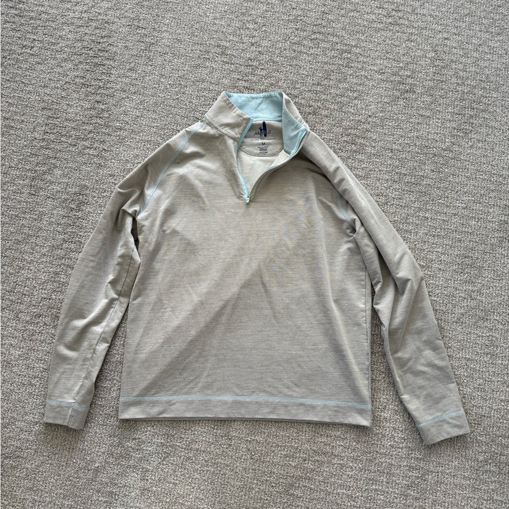 Johnnie-O Light Gray Quarter-Zip Performance Pullover-Medium